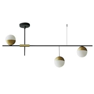 Fichiouy Modern Linear Bubble Glass Ball Chandelier 3-Light Pendant Ceiling Light Fixture