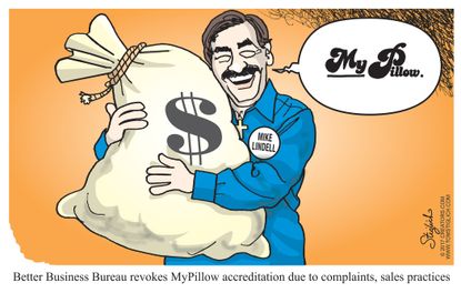Editorial cartoon U.S. MyPillow business Mike Lindell