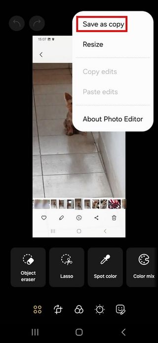 Option to save edited photo as a copy