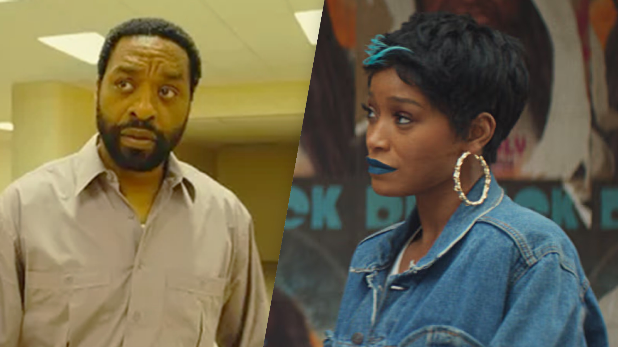 Chiwetel Ejiofor as Clark in "Backrooms" (2026) and Keke Palmer as Corvette in "I Love Boosters" (2026)