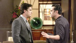 Rick Hearst and Maurice Benard as Ric and Sonny talking in General Hospital