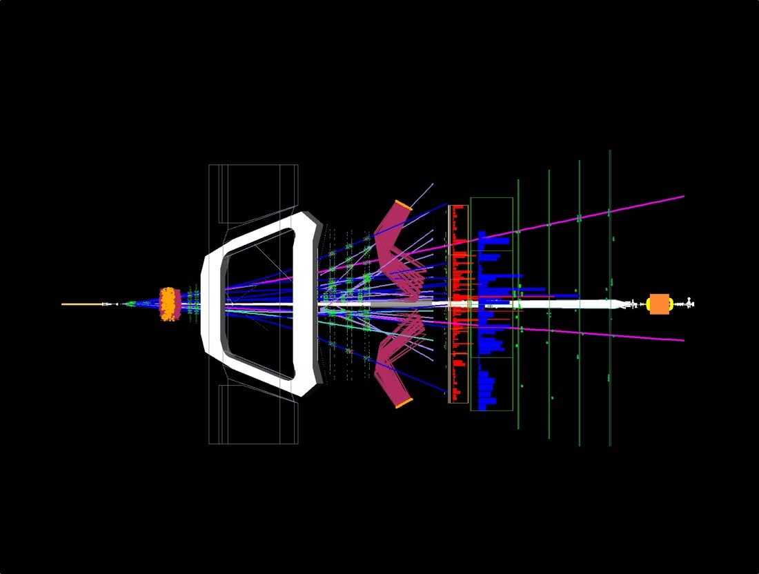 Two protons collide inside the Large Hadron Collider&#039;s LHCb experiment.