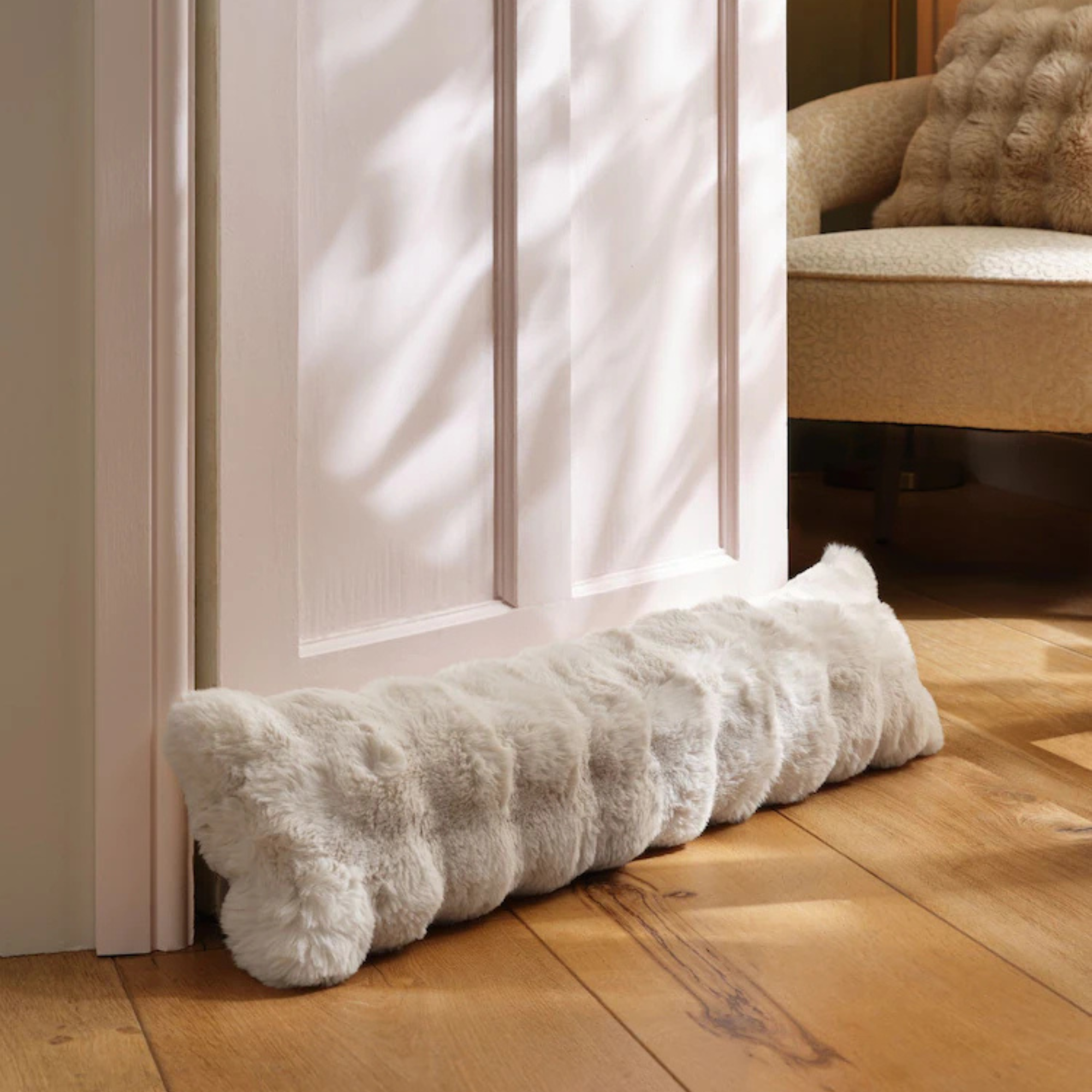 Oyster Aspen Faux Fur Draught Excluder Doorstop