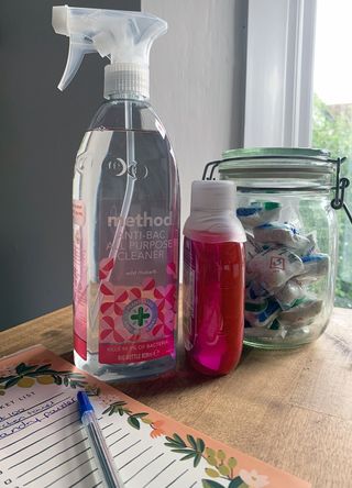 household essentials on a kitchen table with a shopping list to support the best household essentials Amazon Prime Day deals