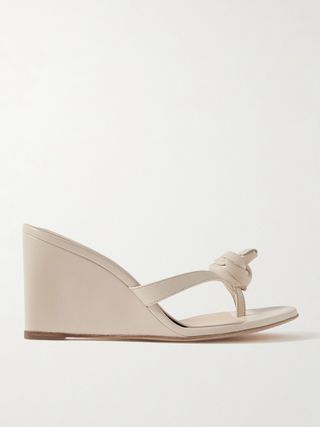 Appliquéd Leather Wedge Sandals