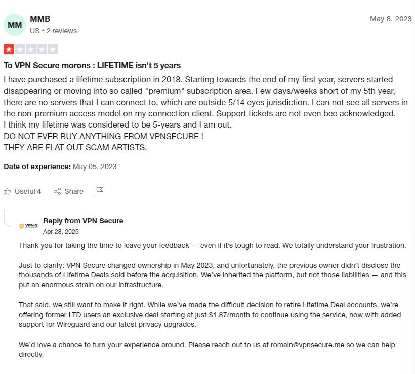เจ้าของใหม่ของ VPNSecure ยกเลิกการสมัครสมาชิกตลอดชีวิต – Reddit เริ่มบ้าคลั่ง