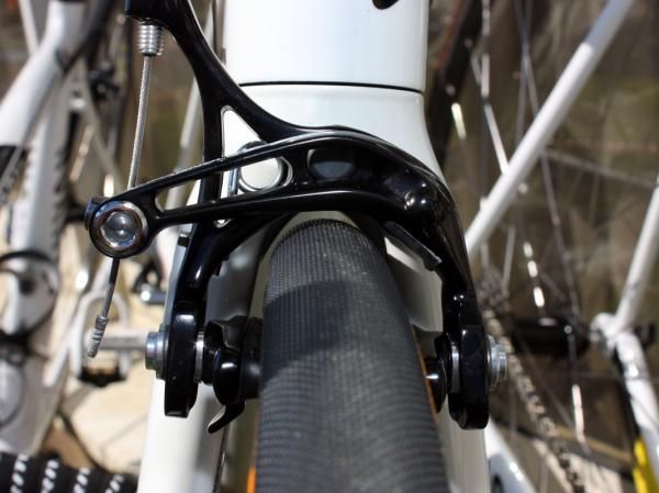 Tire clearance on the Omega Pharma-Lotto Canyon fork is tight with the big tubulars installed.