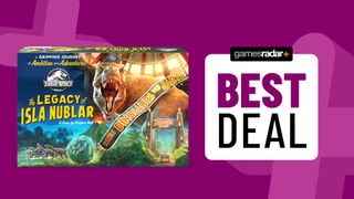 jurassic world: legacy of isla nublar box on purple background with the gamesradar logo and a best deal badge
