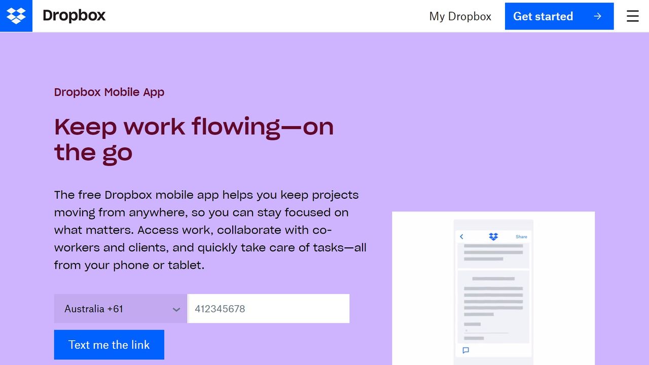 Dropbox mobile app