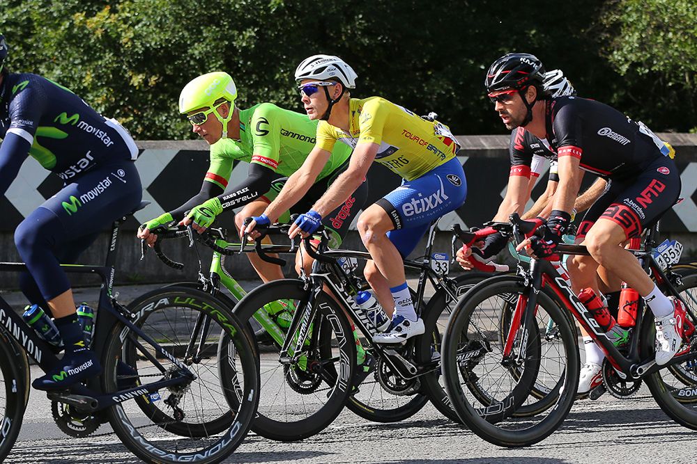 Julien Vermote in the bunch during stage 5 at the Tour of Britain
