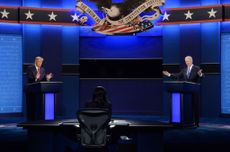 Donald Trump and Joe Biden at the final U.S. presidential debate in 2020