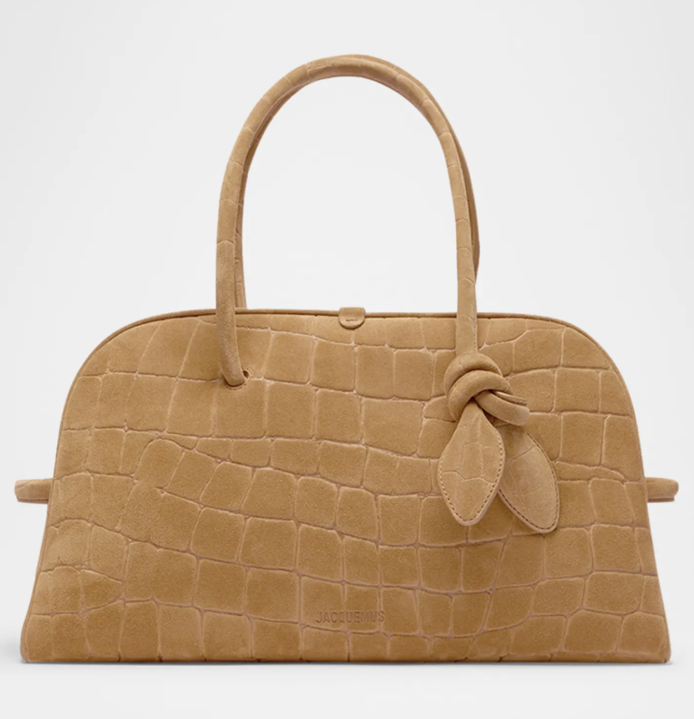 Jacquemus, Le Turismo Croc-Embossed Suede Top-Handle Bowling Bag