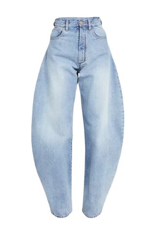 Exaggerated, rounded, wide-leg jeans