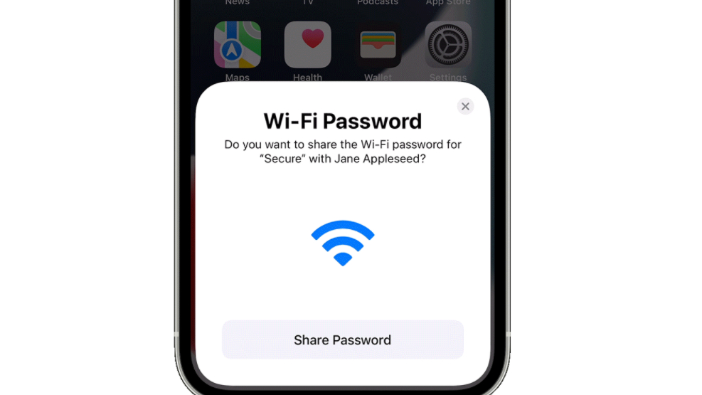 iPhone share Wi-Fi password feature