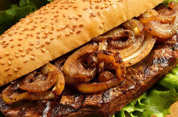 Steak and onion sandwich