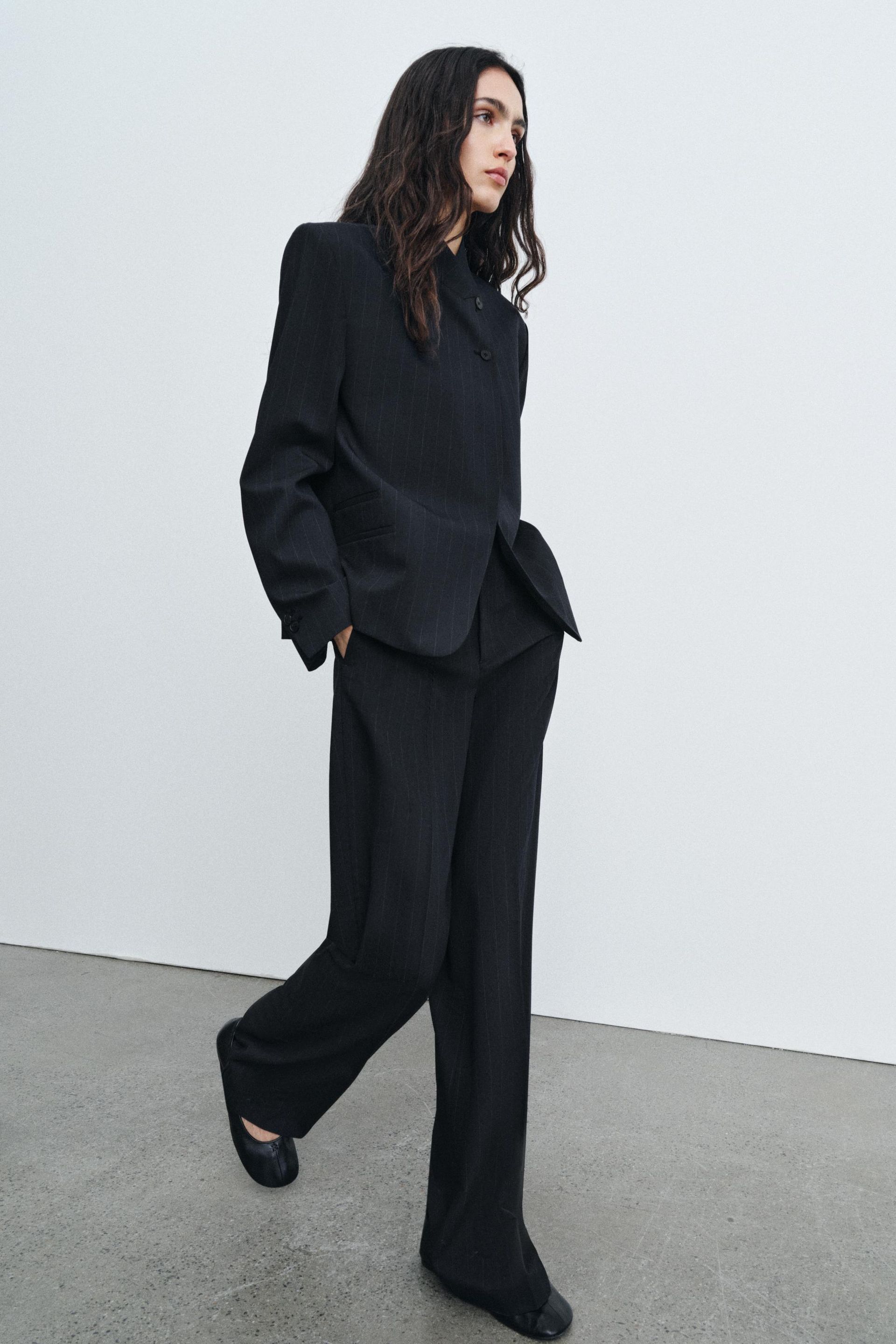 High-Waist Pinstripe Trousers Zw Collection