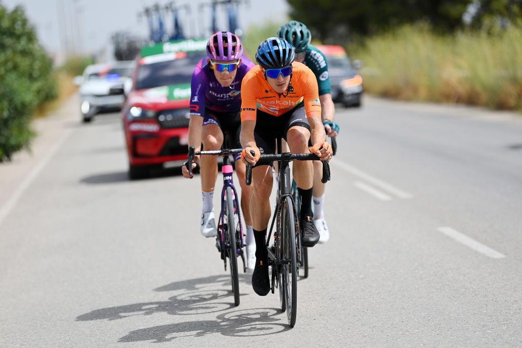 CABO DE GATA SPAIN AUGUST 31 Joan Bou Company of Spain and Team Euskaltel Euskadi competes in the breakaway during the 77th Tour of Spain 2022 Stage 11 a 1912km stage from ElPozo Alimentacin Alhama de Murcia to Cabo de Gata LaVuelta22 WorldTour on August 31 2022 in Cabo de Gata Spain Photo by Justin SetterfieldGetty Images