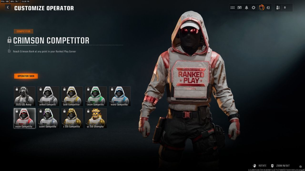 The operator rewards available in ranked play in Call of Duty: Black Ops 6