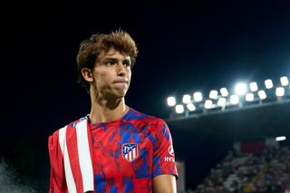 Joao Felix of Atletico de Madrid looks on prior to the LaLiga EA Sports match between Rayo Vallecano and Atletico Madrid at Estadio de Vallecas on August 28, 2023 in Madrid, Spain. (Photo by Angel Martinez/Getty Images)