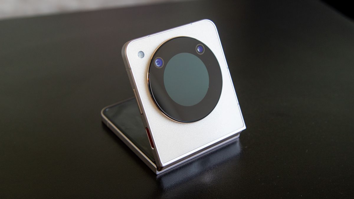 The Nubia Flip 5G folded upright on a table