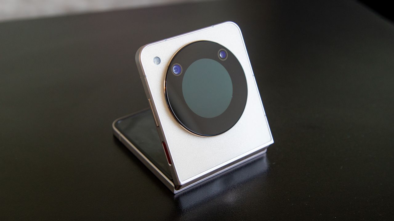 The Nubia Flip 5G folded upright on a table