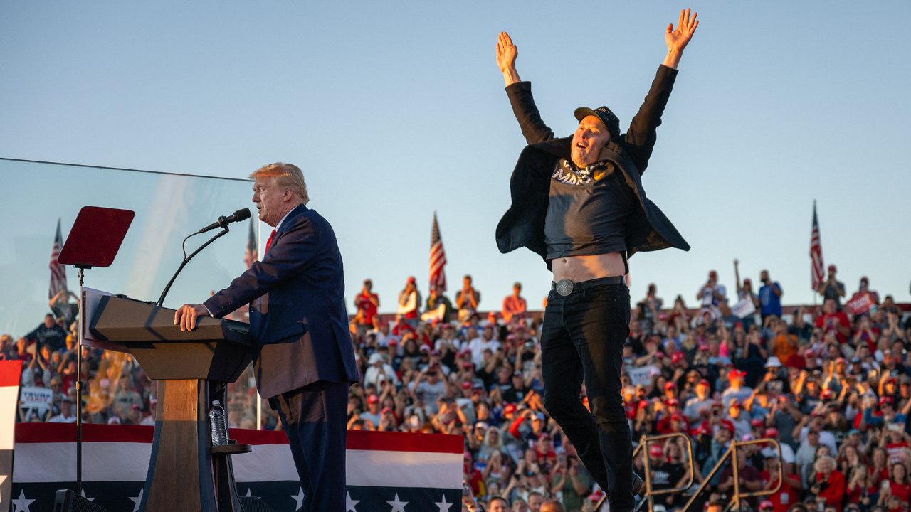 Elon Musk jumps on stage at Donald Trump&#039;s campaign rally in Pennsylvania 