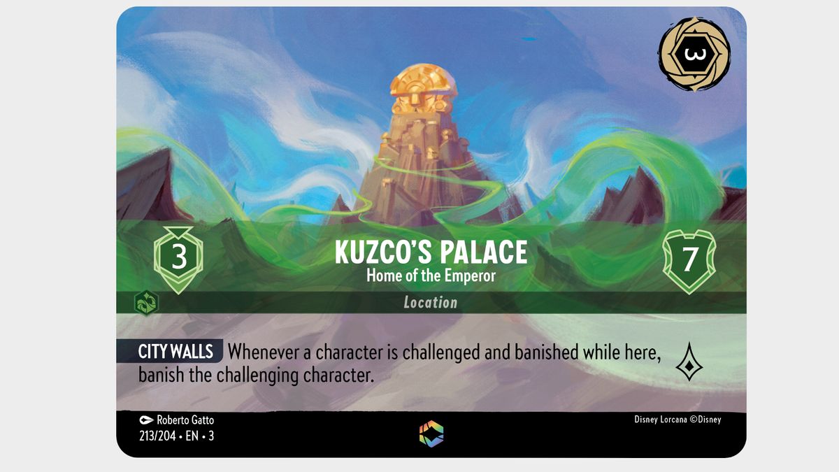 Kuzco's Palace location card from Disney Lorcana Into the Inklands