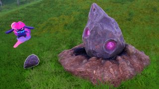Daedream floats next to a large Meteor and a Palworld Meteorite Fragment.