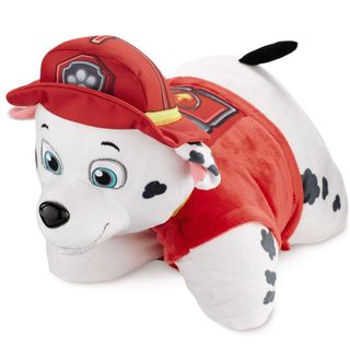 red clothed white dog pillow