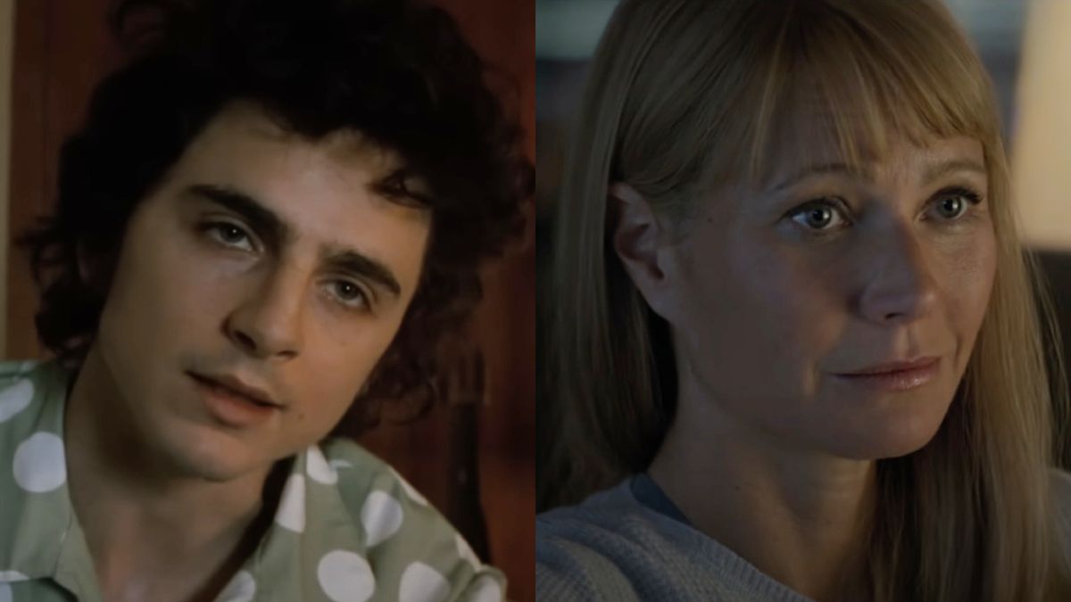 Timothée Chalamet and Gwyneth Paltrow in a side-by-side photo.