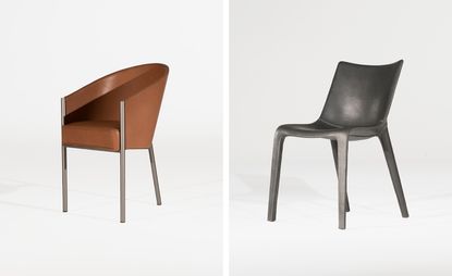 Leather re-edtion of the Costes chair and Lou Eat dining chair without arms, both by Philippe Starck for Driade