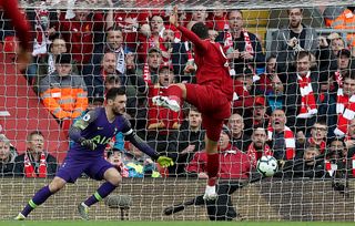 Roberto Firmino headed the opening goal from Andy Robertson's pinpoint cross