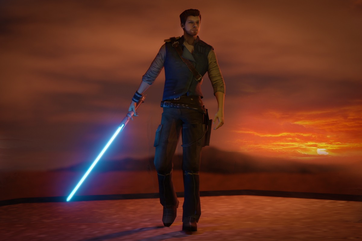 Cal Kestis from Jedi Survivor rendered in Jedi Academy engine