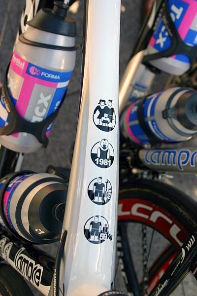 A special bike for Damiano Cunego (Lampre-Fondital).