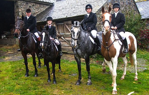 Members of the Dawe family at a meet of the Dartmoor Hunt