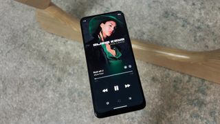 Motorola Moto G54 5G showing Alicia Keys song and artwork in Apple Music
