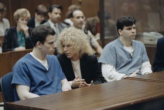 Erik Menendez, attorney Leslie Abramson, and Lyle Menendez on March 9, 1994.