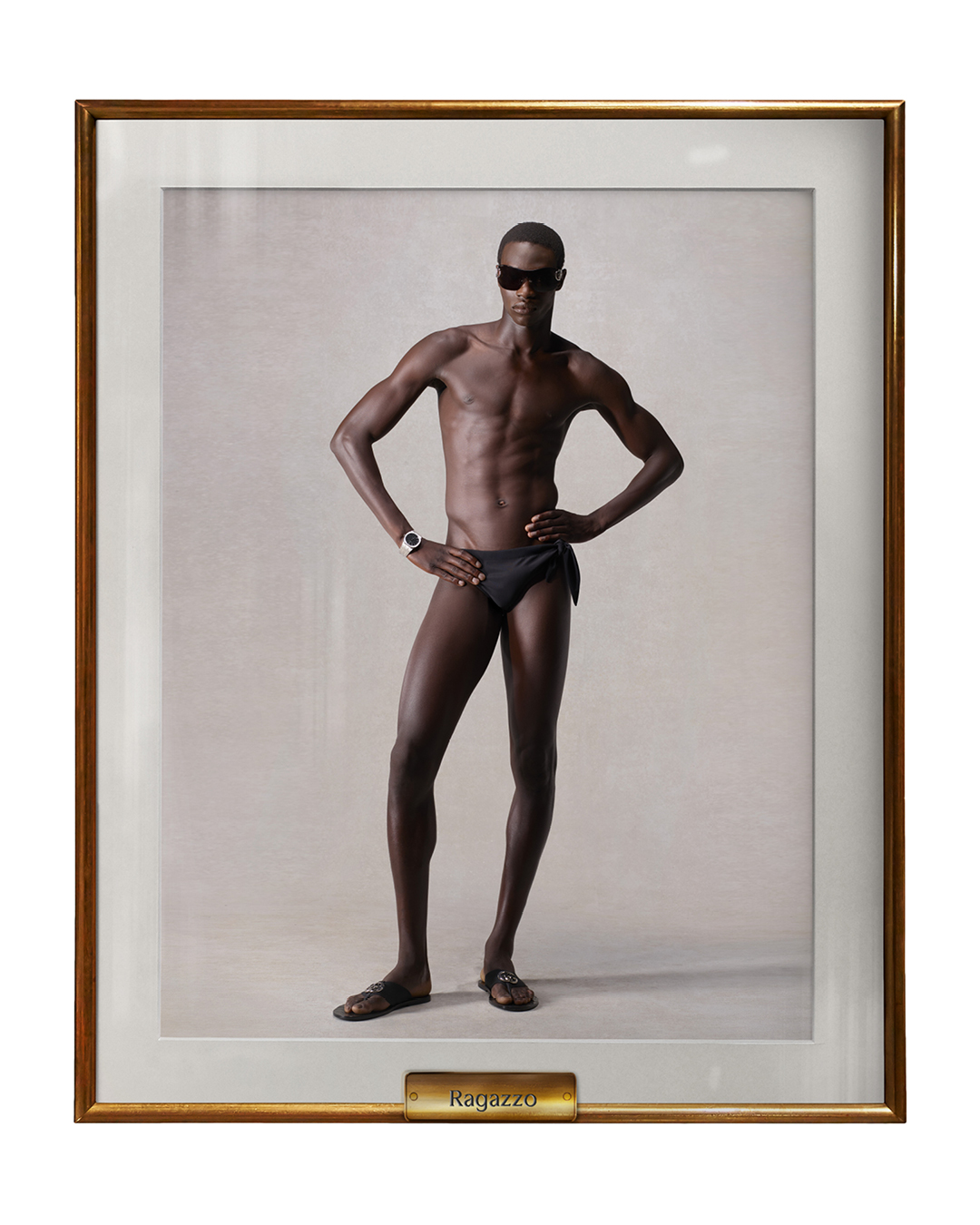 Gucci La Famiglia lookbook black swim pants
