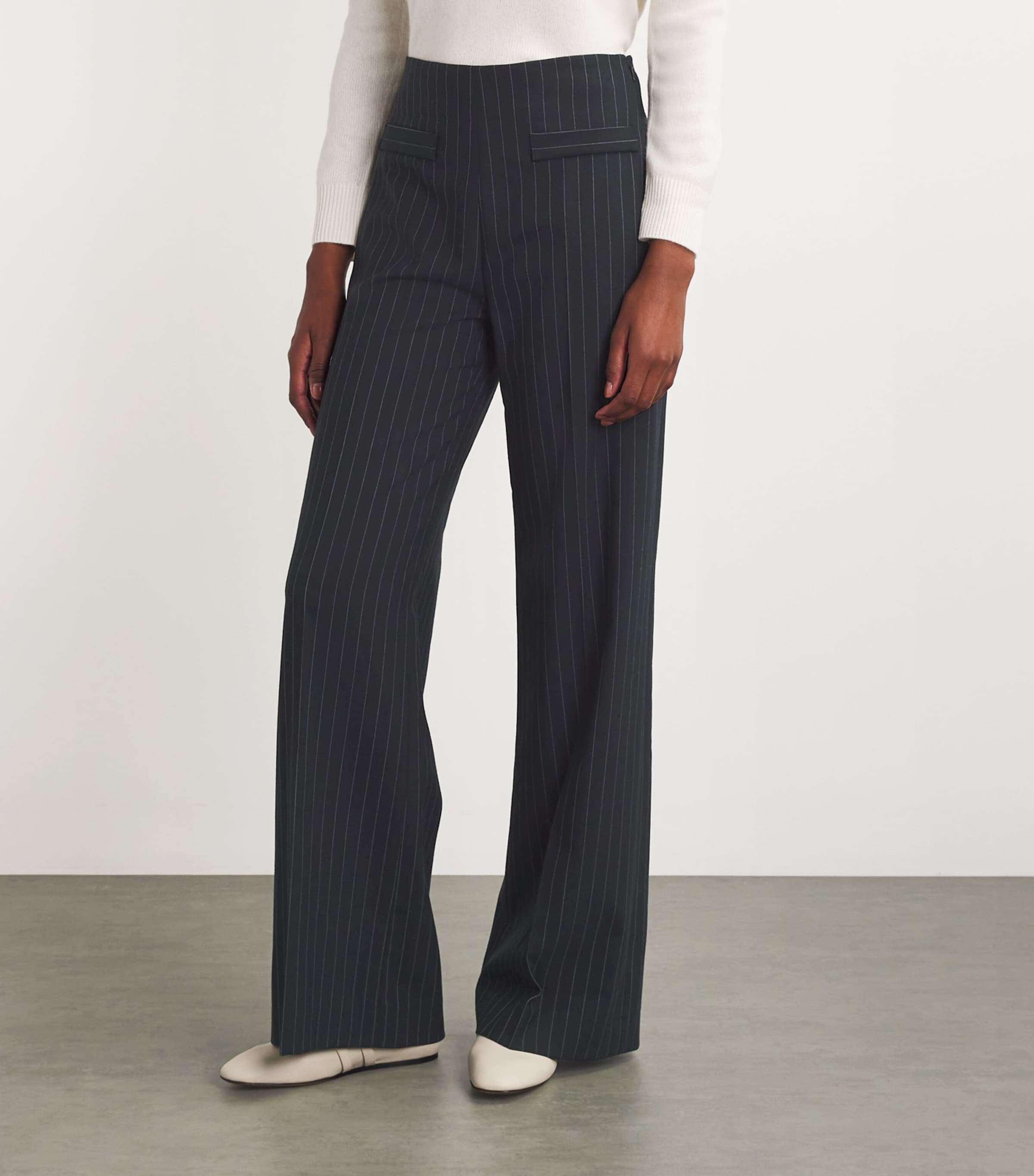 Sandro Paris Pinstripe Wide-Leg Tailored Trousers
