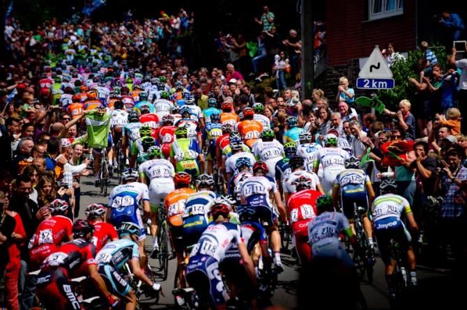 Riders climbing on a hill of Ardennes, Tour de France 2012