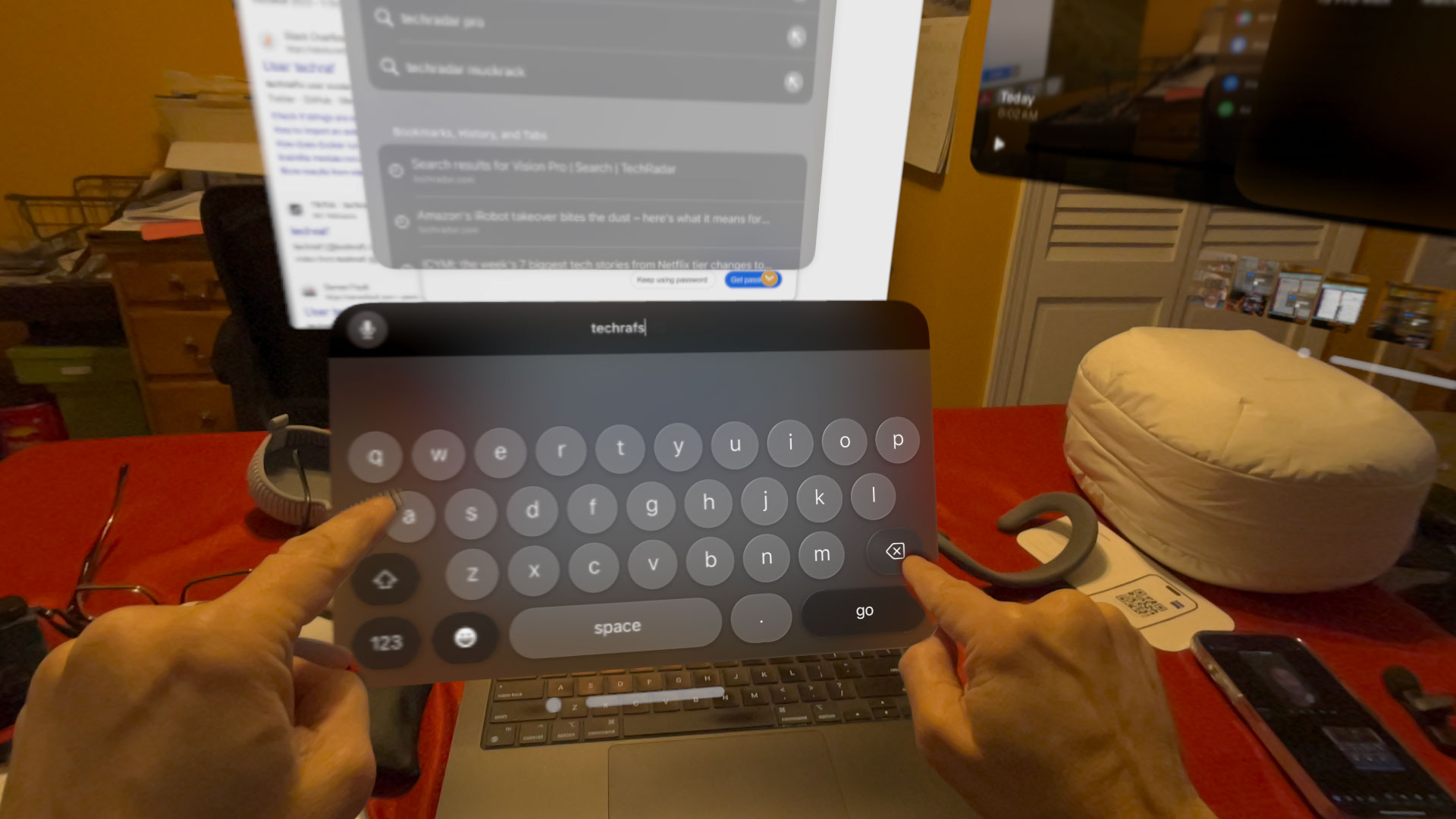Using the Apple Vision Pro virtual keyboard
