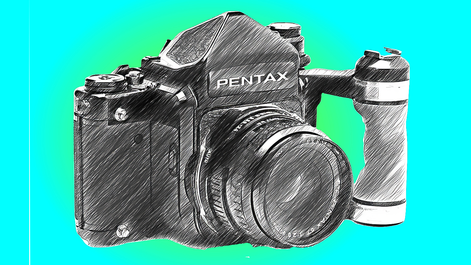 Line drawing of Pentax 6x7 camera