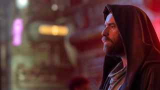 Ewan McGregor as Obi-Wan Kenobi in a cloak.