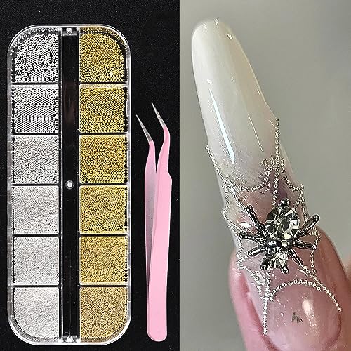 Amazon.com: 3d Mixed Sizes Nail Art Studs Gold Silver Mini Metal Caviar Nails Beads Ball Nail Rivets Jewelry for Women Girls Manicure Nails Supplies Diy Crafts Decorations : Beauty & Personal Care