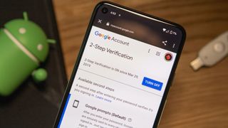 Google two-factor authentication settings on the Pixel 5