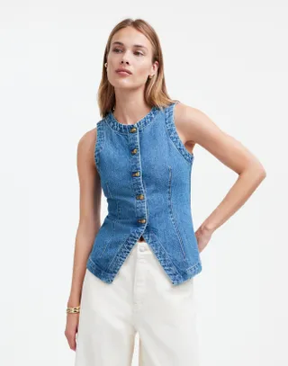 Madewell, Denim Crewneck Vest