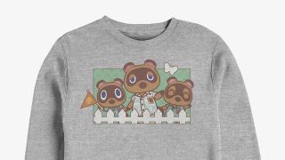 A sweater featuring Tom Nook and his nephews, Timmy and Tommy.