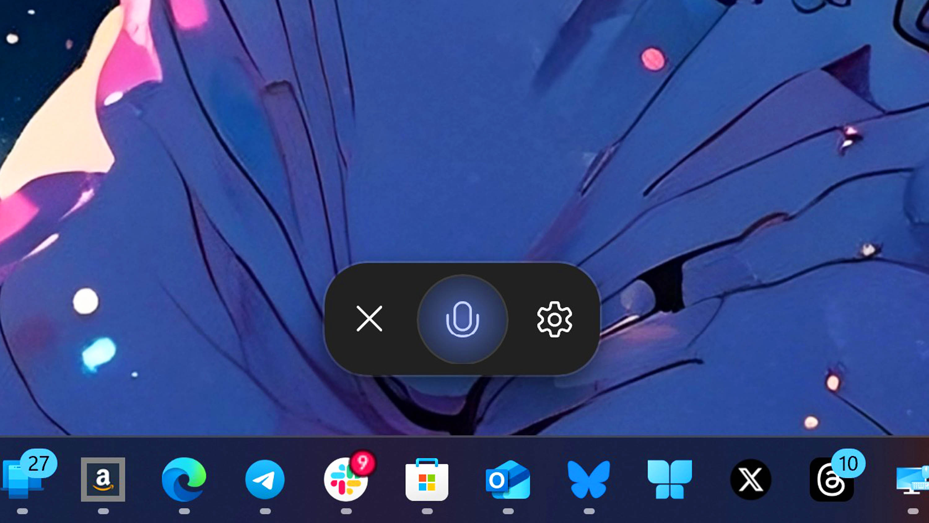 A screenshot of the new Floating UI for Copilot after using the new wake word feature.