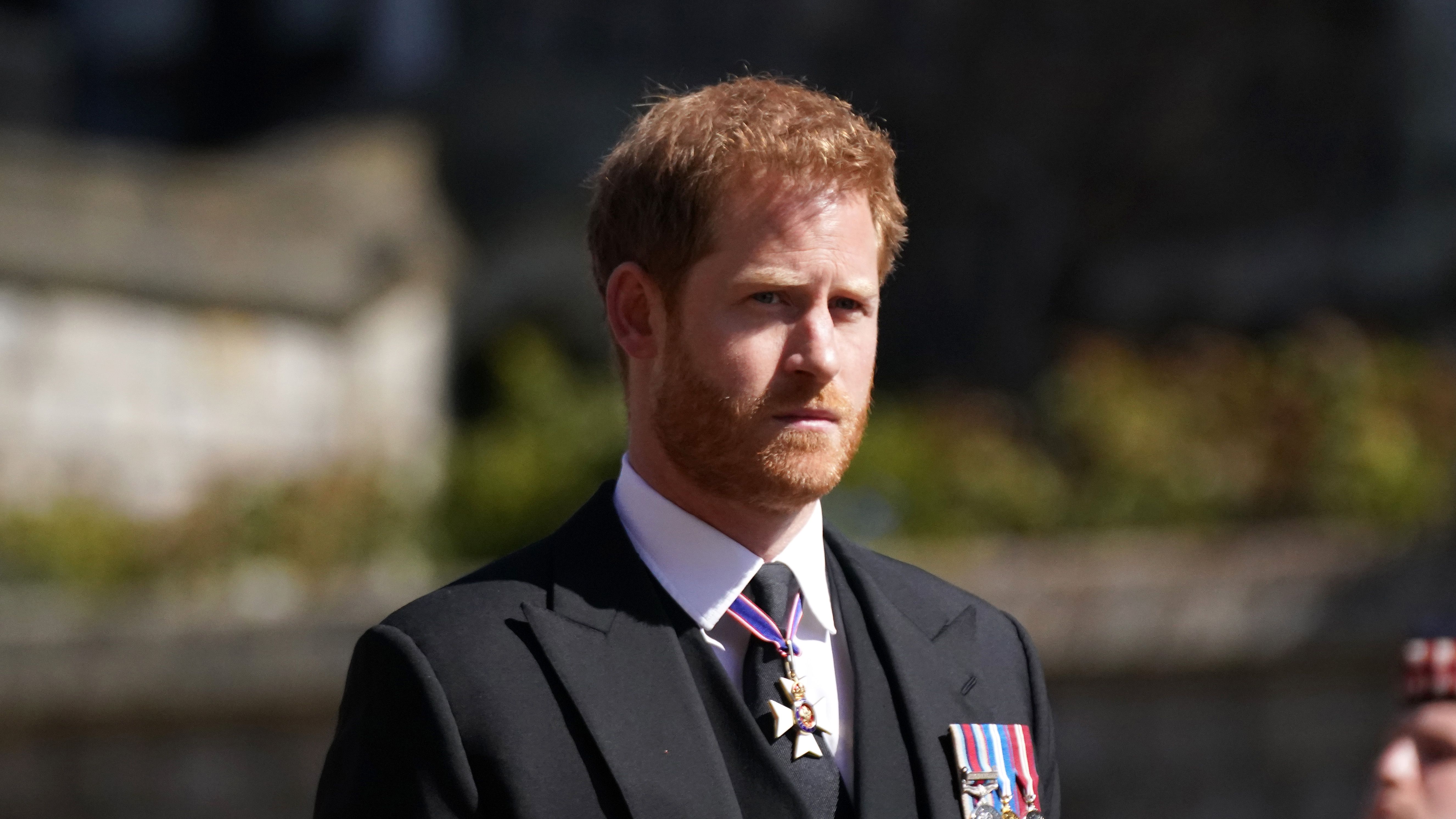 windsor, england april 17 prince harry arrives for the funeral of prince philip, duke of edinburgh at st georges chapel at windsor castle on april 17, 2021 in windsor, england prince philip of greece and denmark was born 10 june 1921, in greece he served in the british royal navy and fought in wwii he married the then princess elizabeth on 20 november 1947 and was created duke of edinburgh, earl of merioneth, and baron greenwich by king vi he served as prince consort to queen elizabeth ii until his death on april 9 2021, months short of his 100th birthday his funeral takes place today at windsor castle with only 30 guests invited due to coronavirus pandemic restrictions photo by victoria jones wpa poolgetty images