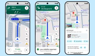 New features in google maps include richer details on the map itself, the ability to report weather incidents and guidance once you park your car